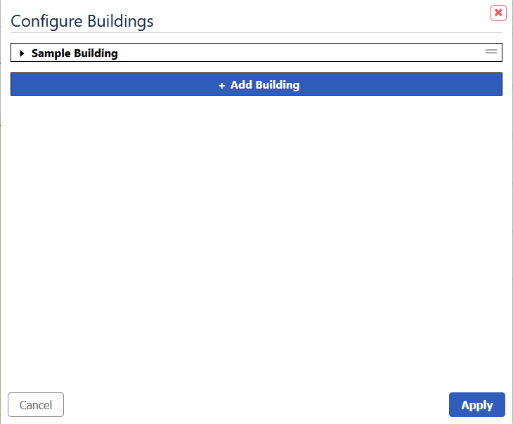 Configure Buildings menu